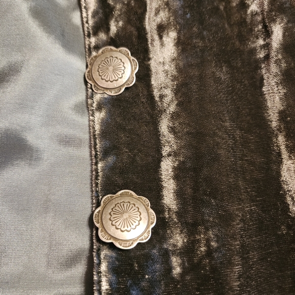 Double D Ranch Wear Studded Concho Green Crushed Velvet Vest | Size Medium - Picture 9 of 12